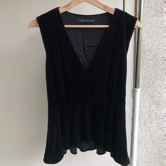 Zara Woman Black Velvet Top Size XS - Picture 5 of 9